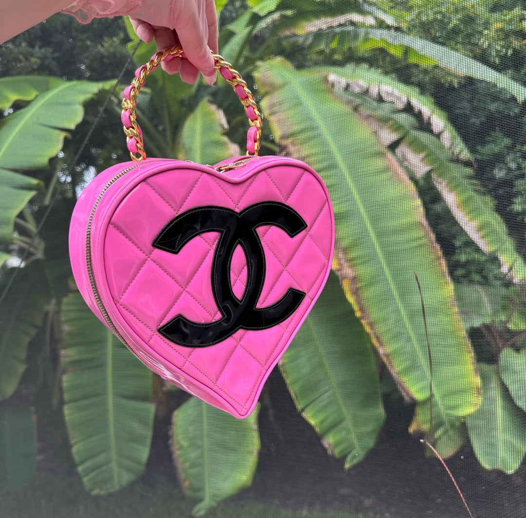 Chanel 1995 CC Barbie Pink Heart Vanity Bag