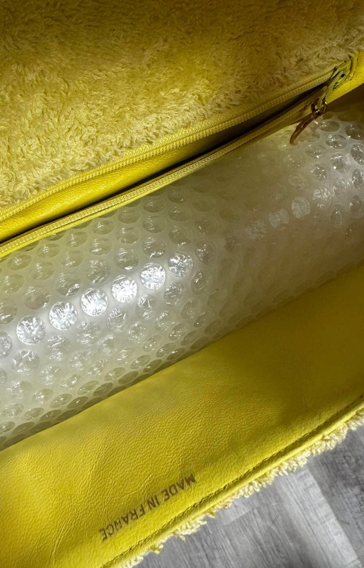 Chanel Yellow Terry Cloth Vintage Maxi Flap Bag