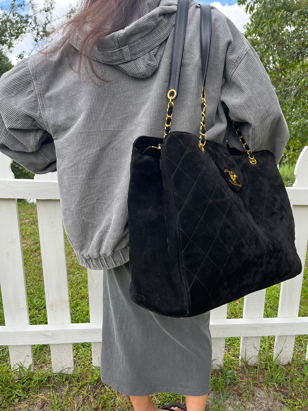 Chanel Rare Vintage Suede XL Supermodel Tote