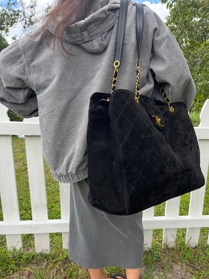 Chanel Rare Vintage Suede XL Supermodel Tote