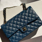 Chanel 18C Navy Blue Medium Caviar Double Flap Bag