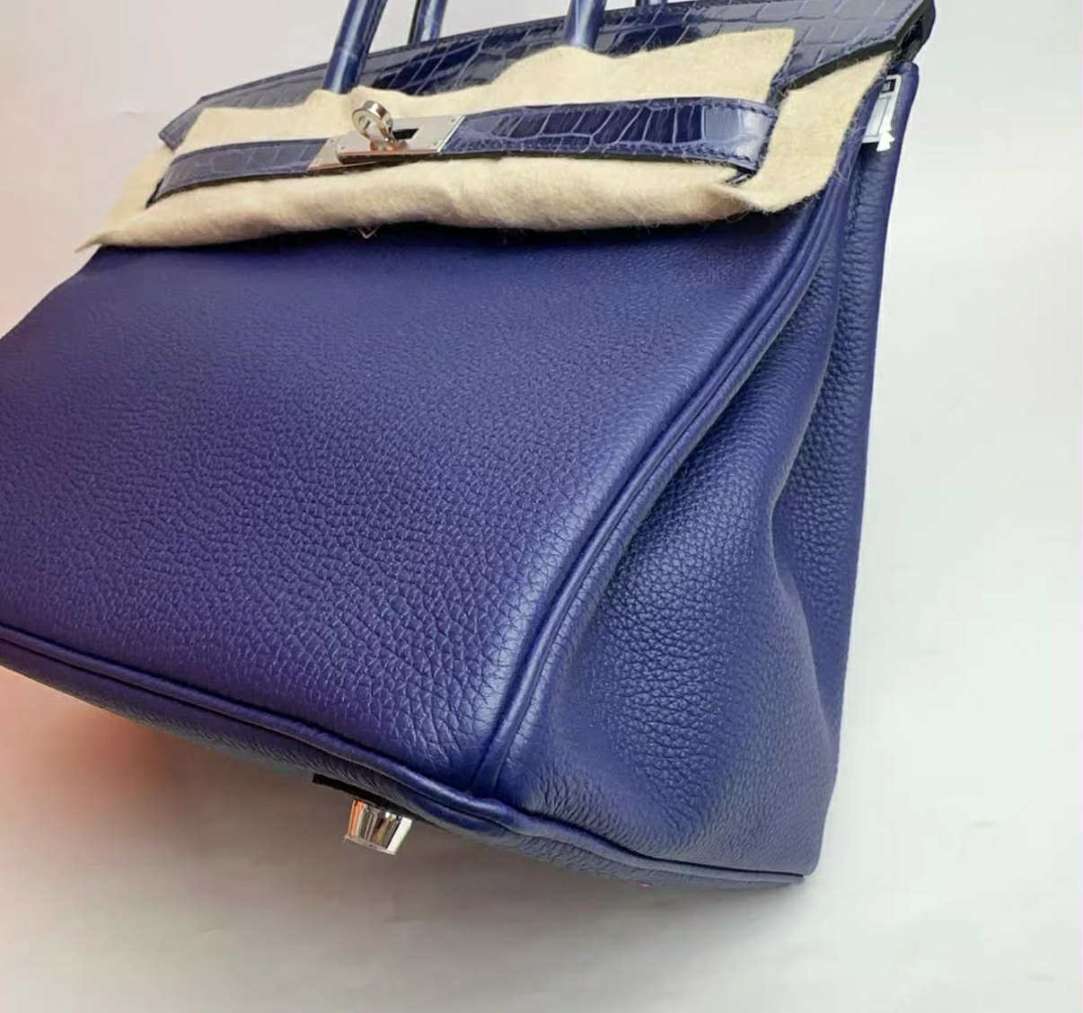 Hermes Bleu Encre Togo and Niloticus Birkin 30