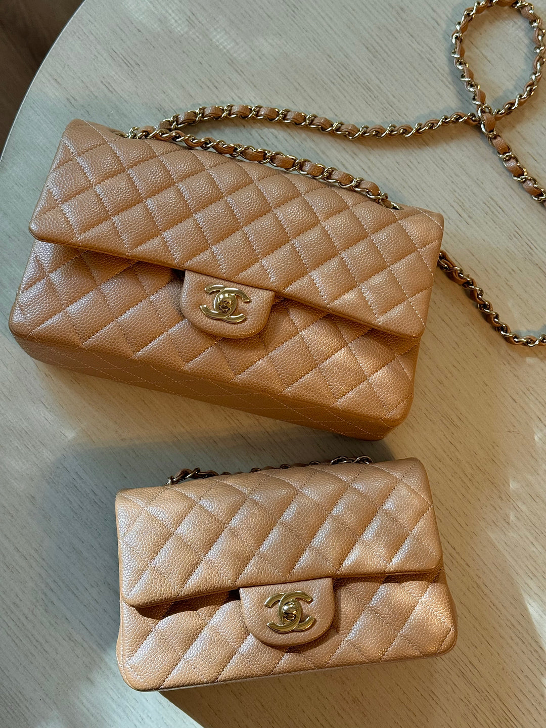 Chanel 18S Dark Beige Medium Caviar Flap Bag