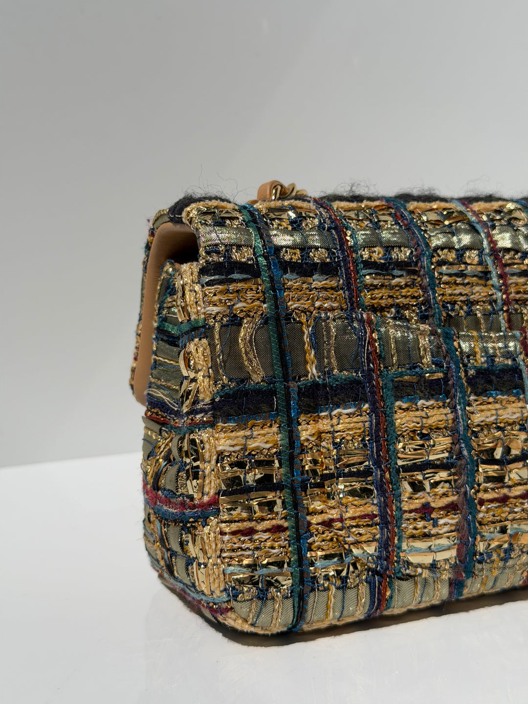 Chanel 19A Egyptian Mini Rectangular Flap Multicolor Tweed with Gold Hardware 2019