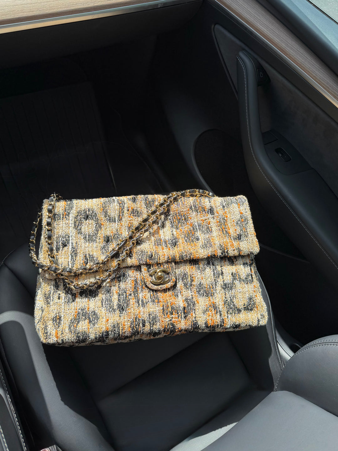 Chanel Maxi Flap Bag Brown Leopard Tweed Mixed Fibers Gold Tone Hardware Métiers D’Art 2026