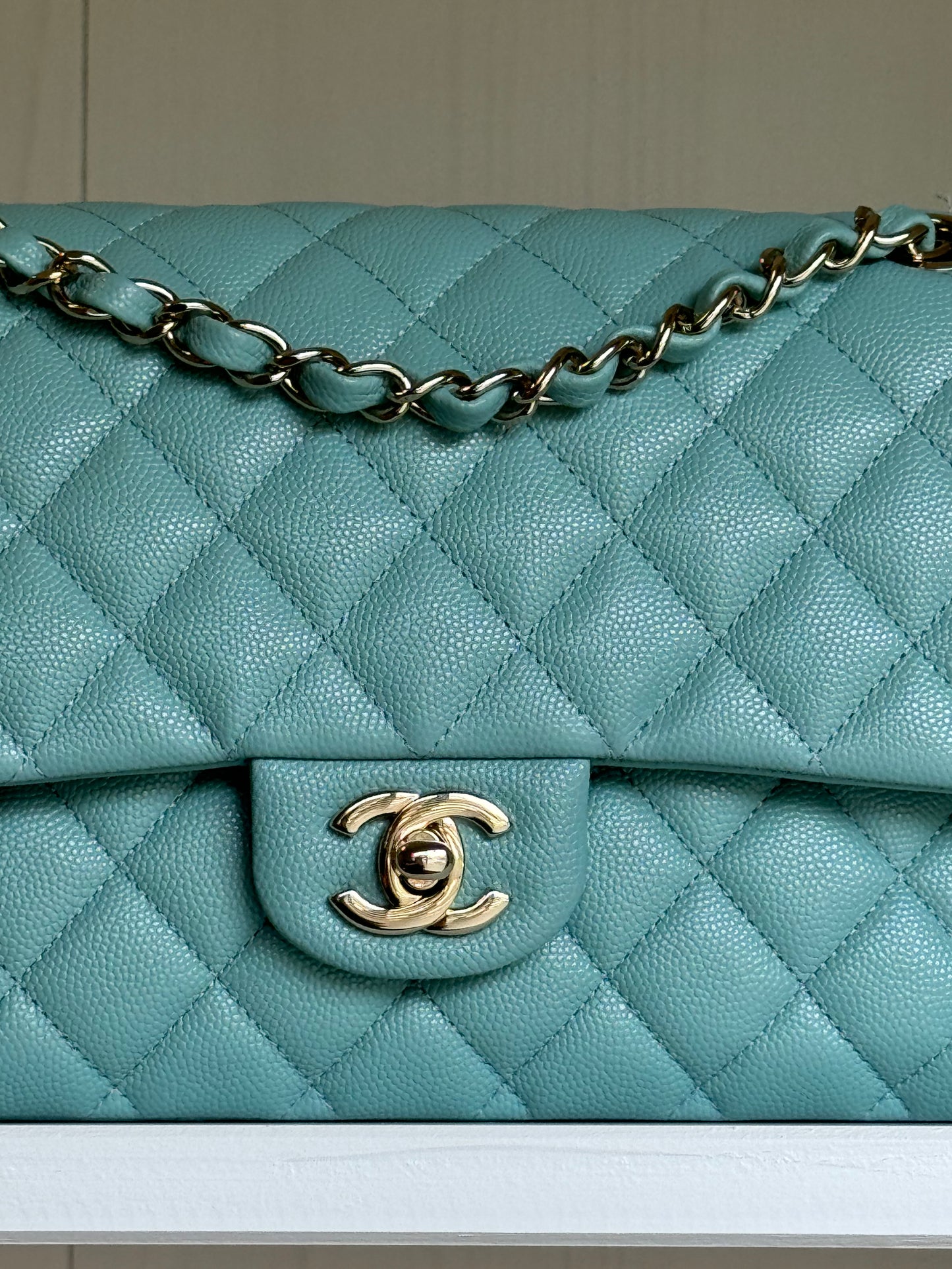 Chanel 20C Tiffany Blue Medium Caviar Flap Bag