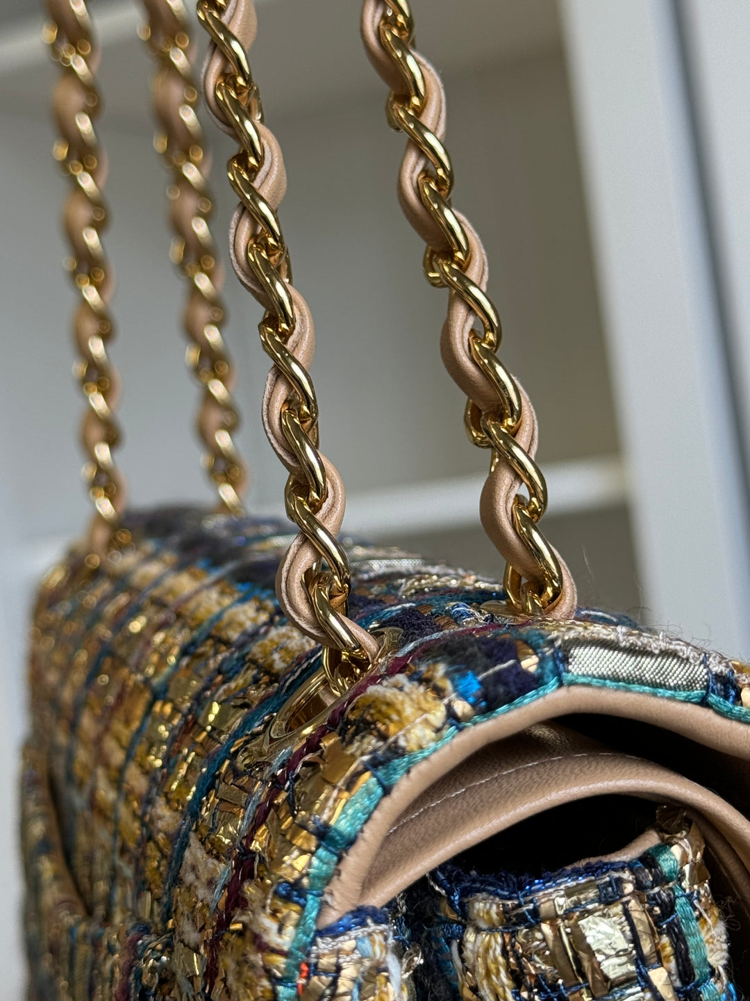 Chanel Medium Egyptian Tweed Flap Bag Gold Hardware 19A