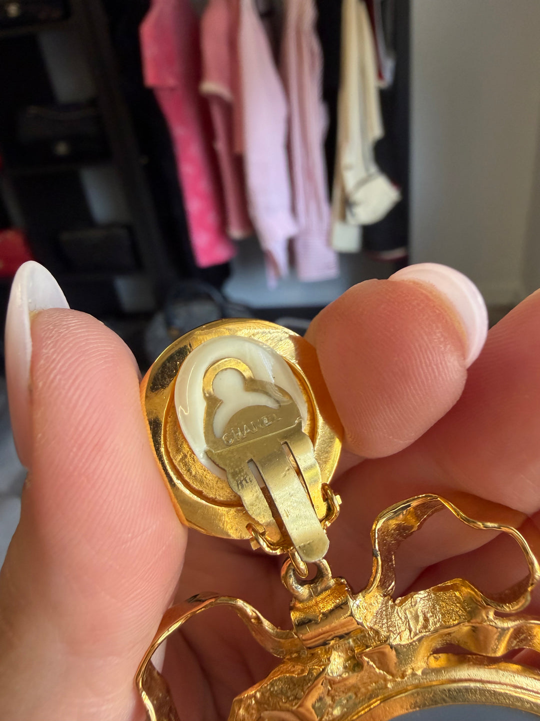 Chanel Mirror Drop Earrings Gold Plated 1990–2000