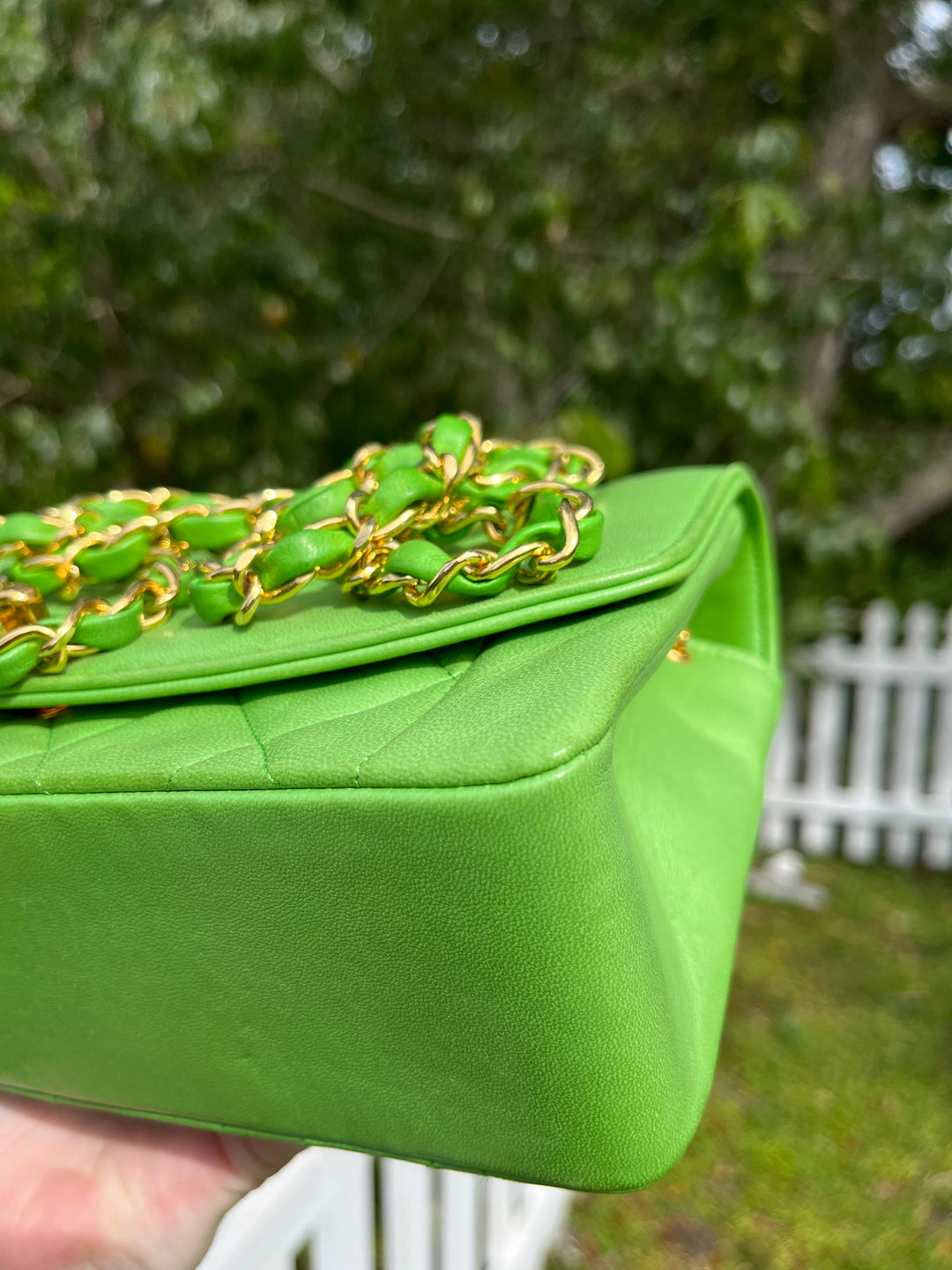 Chanel Rare Green Vintage Medium Lambskin Diana Flap Bag