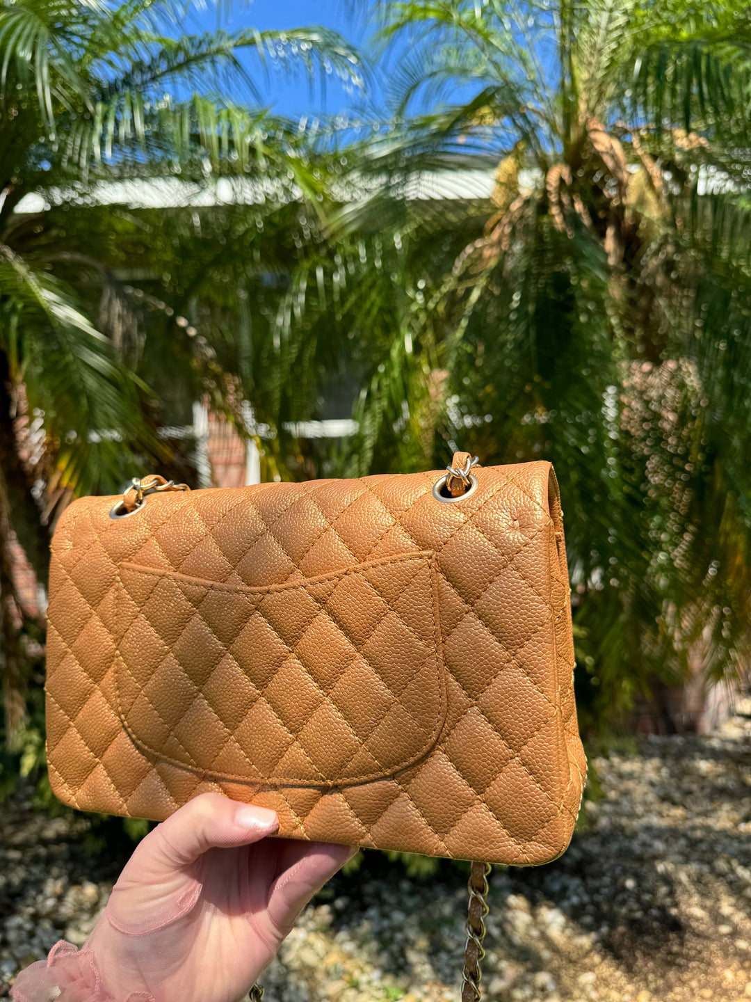 Chanel Copper Gold Metallic Medium Caviar Double Flap Bag