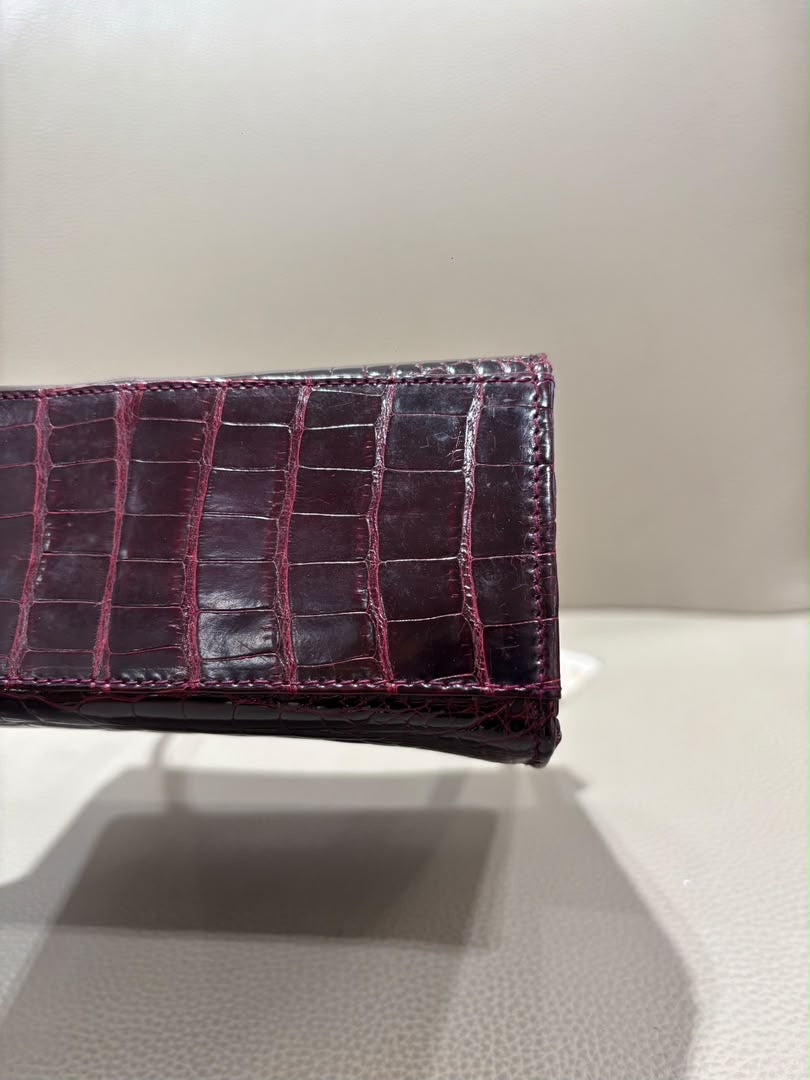 Chanel Mini Kelly Top Handle Bag Bordeaux Alligator 24K Gold-Plated Hardware 1997