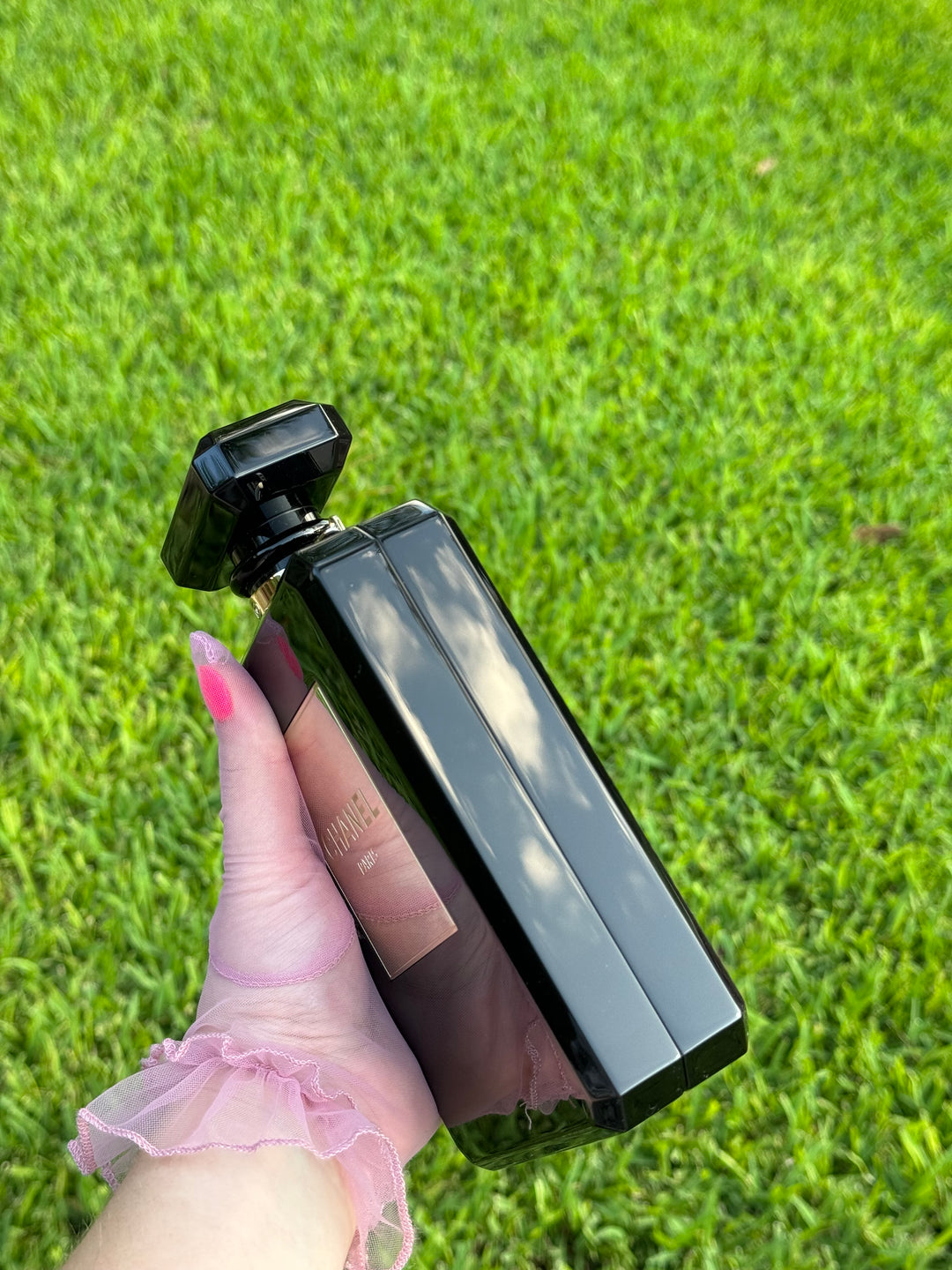 Chanel Black Acrylic Plexiglass Perfume Bottle Minaudière