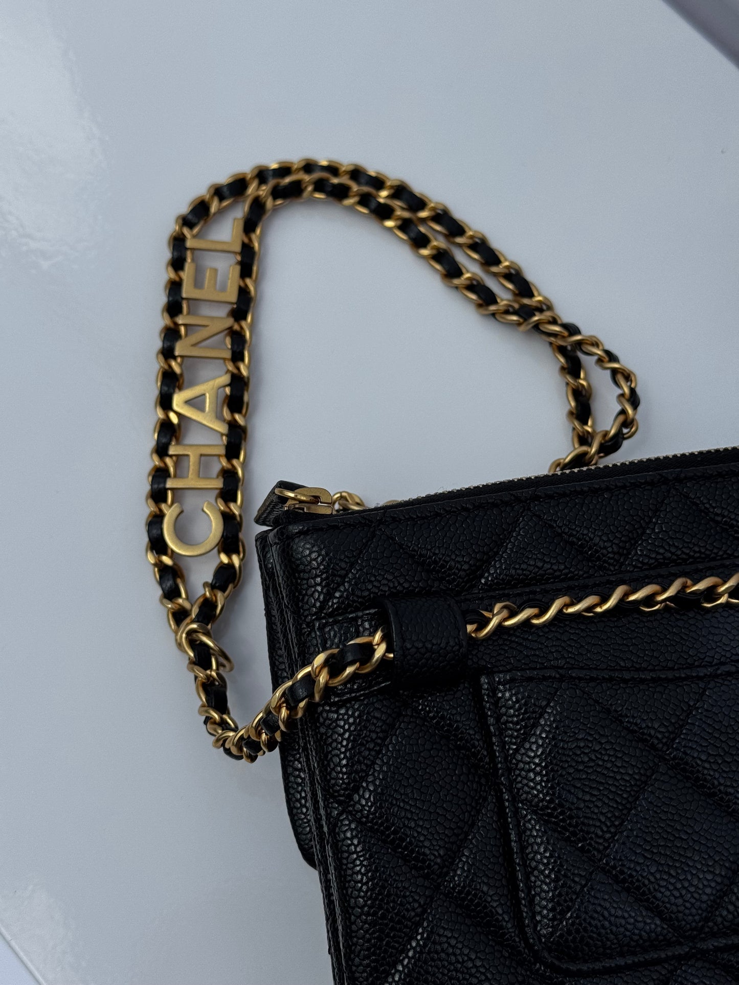 Chanel Black Shiny Caviar Pick Me Up Belt Bag