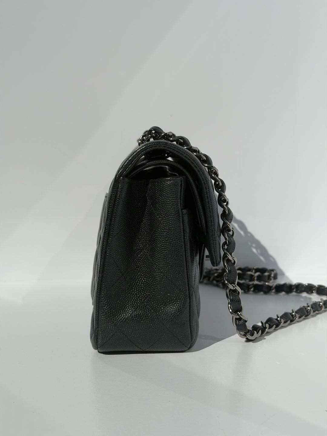 Chanel 18C Black Iridescent Small Caviar Double Flap Bag