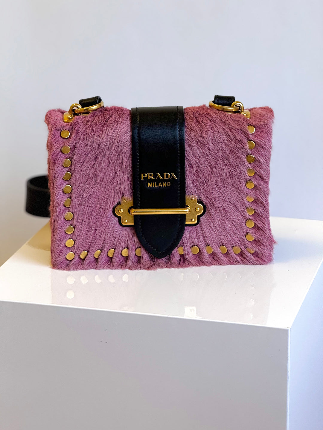 Prada Calf Hair Pink Cahier Crossbody Bag