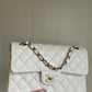 Chanel White Small Caviar Classic Flap Bag