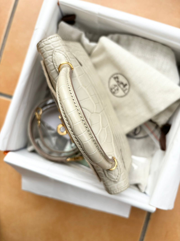 Hermes Mini Sellier Beton Matte Alligator Kelly 20