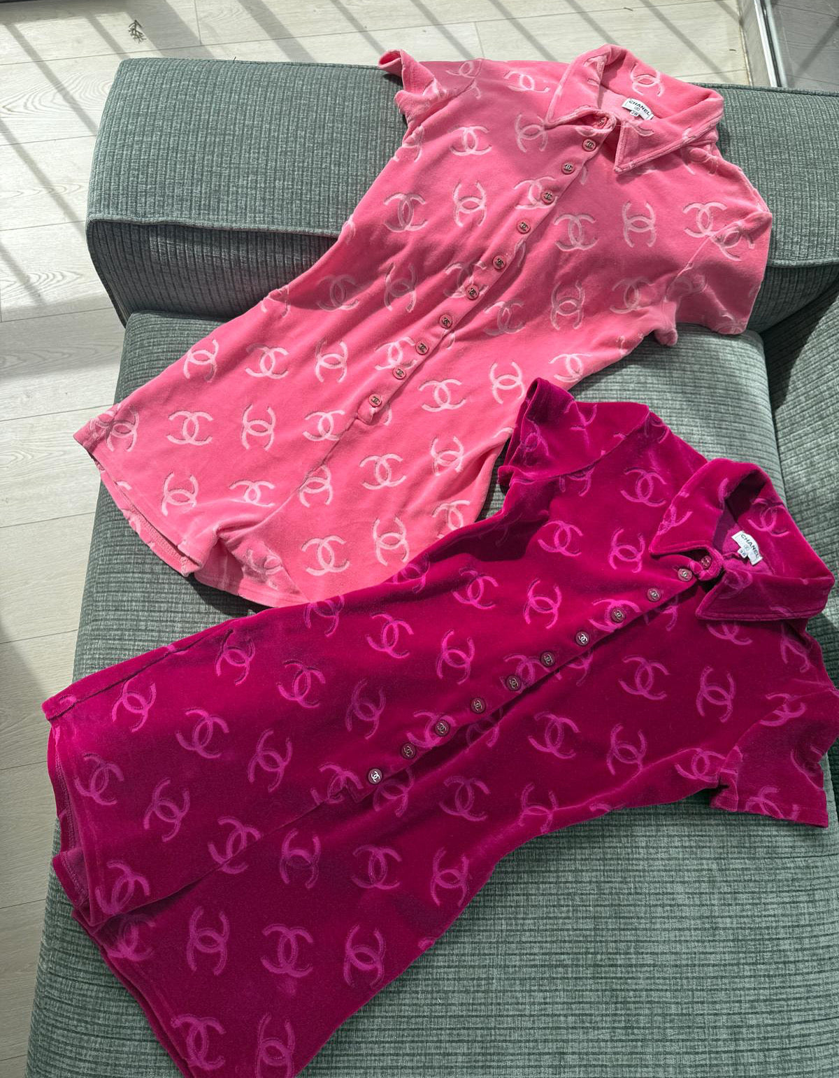 Chanel 1996 ICONIC Pink Velour CC Romper
