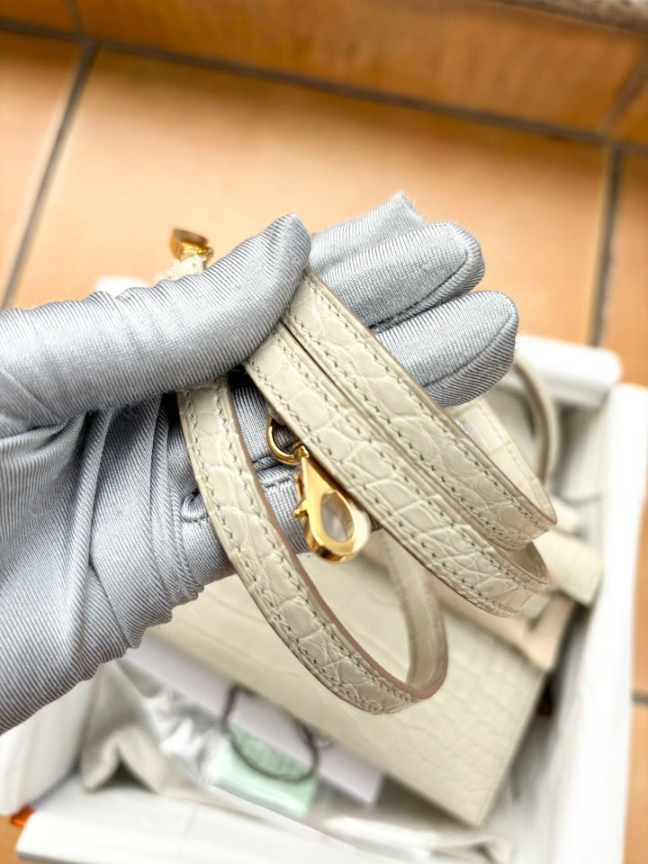 Hermes Mini Sellier Beton Matte Alligator Kelly 20
