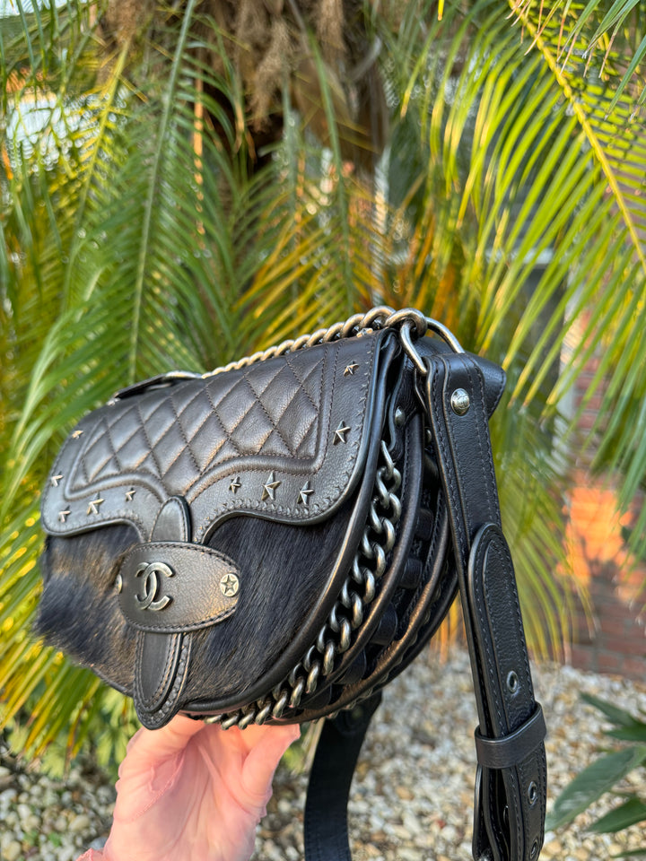 Chanel 2014 PARIS DALLAS MÉTIERS D'ART PONY HAIR CROSSBODY BULLET Flap Bag