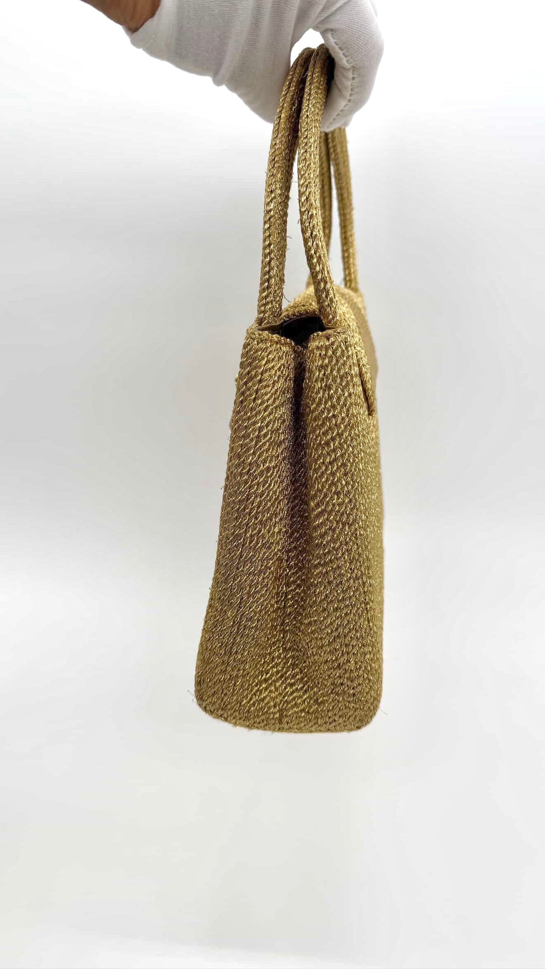 Chanel RARE 1998 Gold Silk Woven Small Kelly