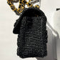 Chanel 24P Black Braided Raffia Mini Flap Bag