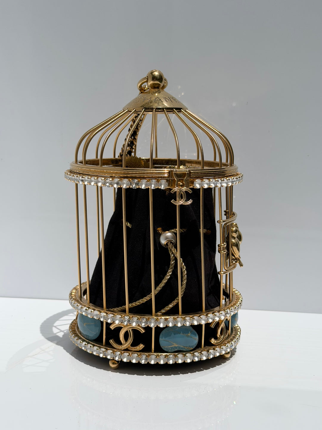 Chanel Bird Cage Minaudière Gold Lambskin Strass Enamel Gold Hardware 2020