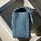 Chanel 24P Blue Braided Raffia Mini Flap Bag