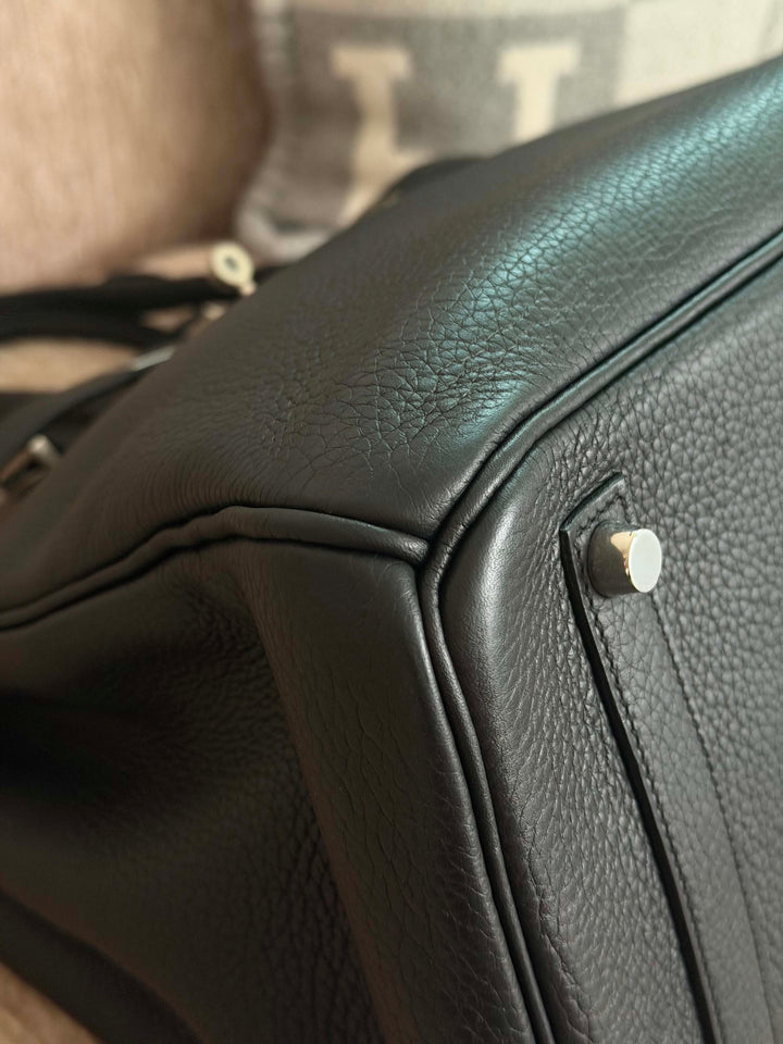 Hermès Birkin 35 Black Brushed Silver Hardware 2015