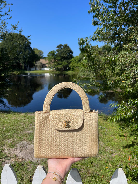 Chanel Vintage Medium Tan Rope Kelly Top Handle