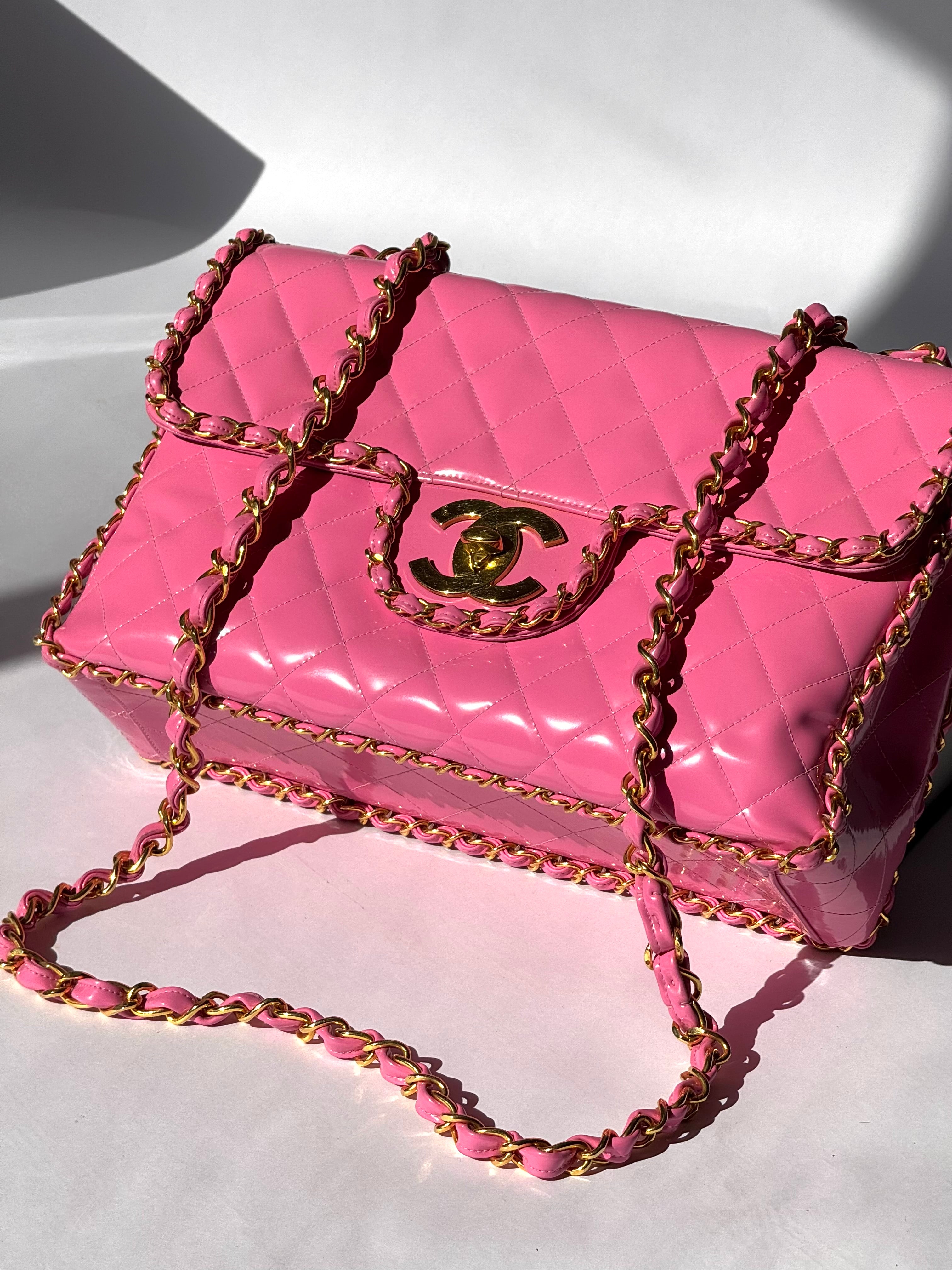 Chanel 1995 Jumbo Barbie Pink Chain Around Flap Bag – Its A Luv Story