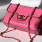 Chanel 1995 Jumbo Barbie Pink Chain Around Flap Bag