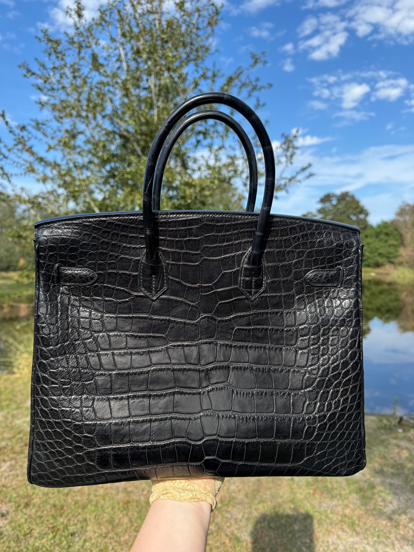 Hermes SO Black Matte Croc Birkin 35