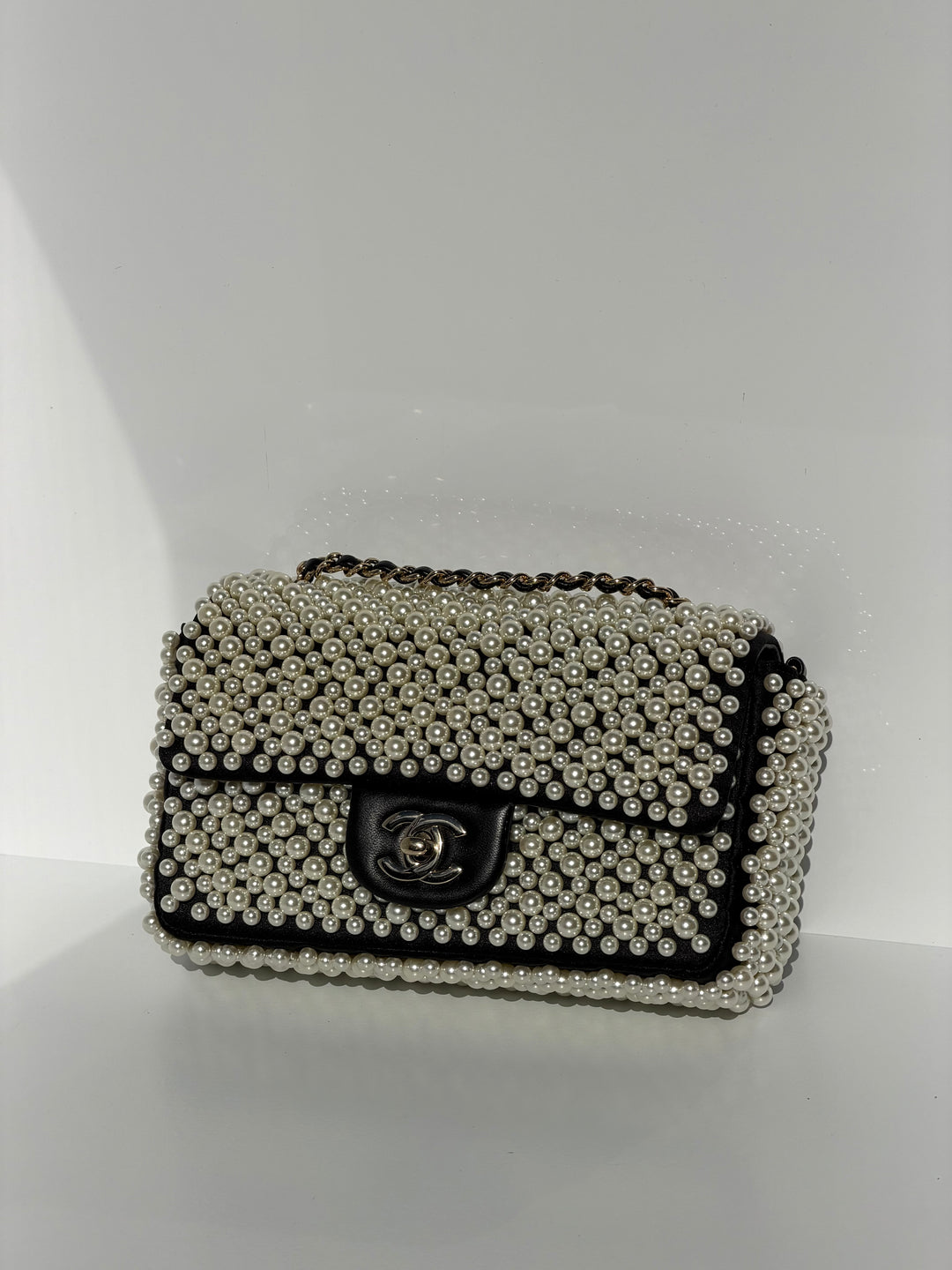 Chanel 19S Pearl Embellished Mini Rectangular Flap Bag