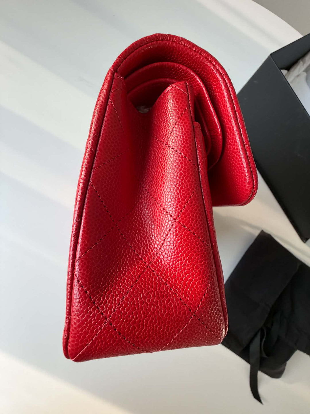 Chanel Small Classic Double Flap Caviar Red Silver Hardware 2020
