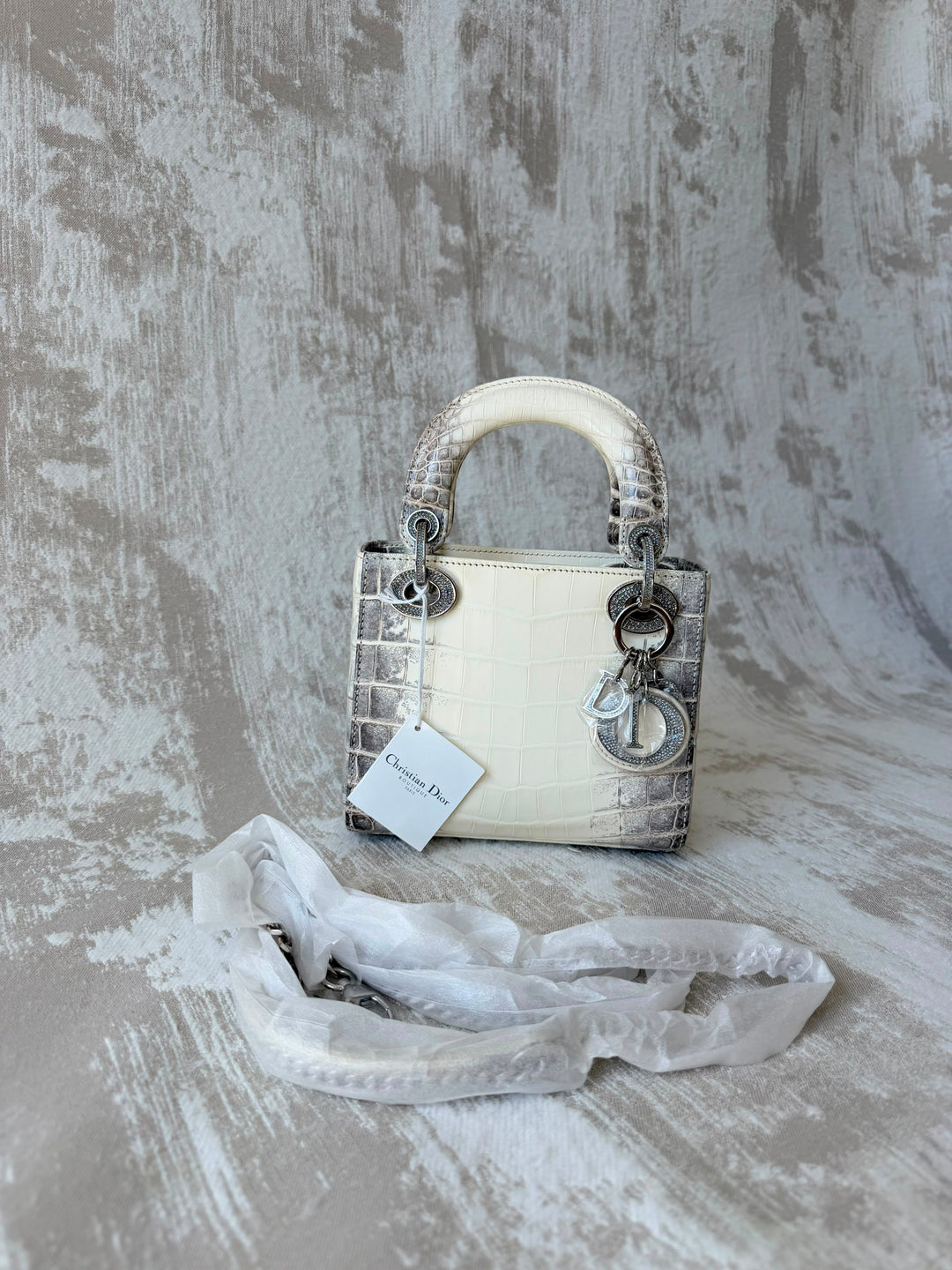 Dior Himalayan Crocodile Mini Lady Dior Top Handle Diamond Gold Hardware 2022