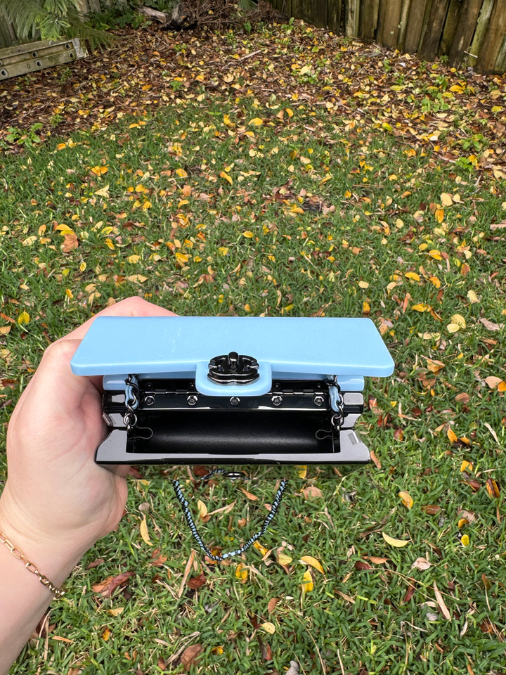 Chanel Blue Black Mini Evening Plexi Bag
