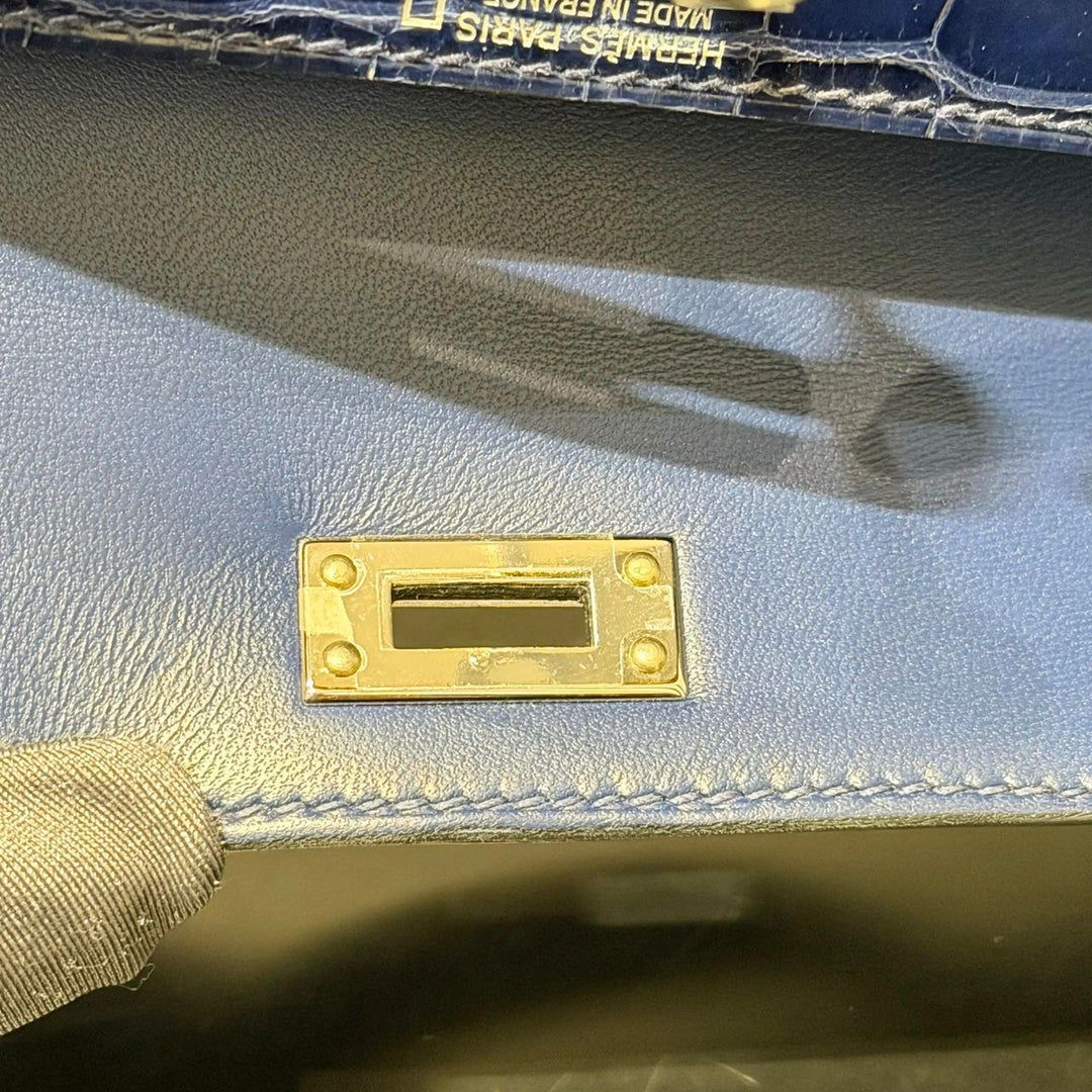 Hermès Mini Kelly 20 Niloticus Crocodile Bleu Saphir Palladium Hardware