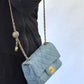 Chanel Denim Quilted Mini Pearl Crush Crossbody Bag