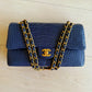 Chanel Navy Blue Matte Alligator Medium Classic Flap Bag
