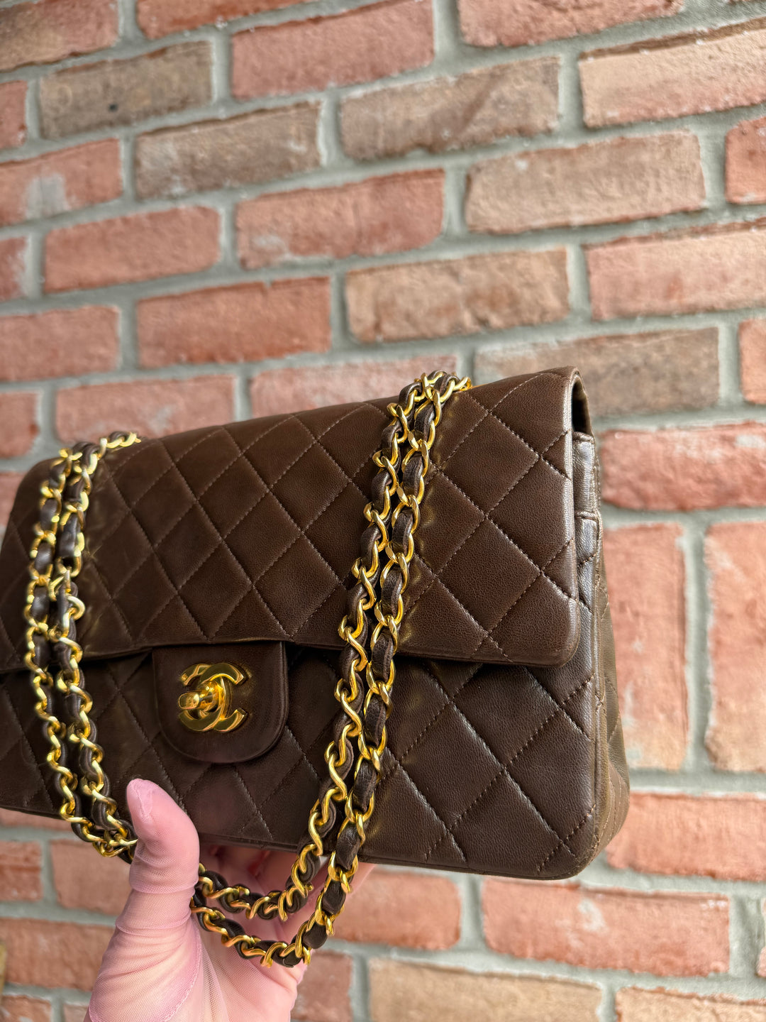 Chanel Medium Classic Flap Bag Lambskin Brown 24K Plated Gold Hardware 1994