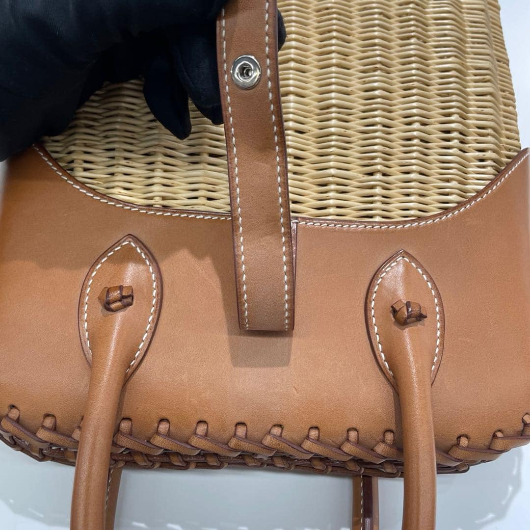 Hermes 2016 Picnic Bolide 25 Fauve Barenia & Osier Wicker Bag