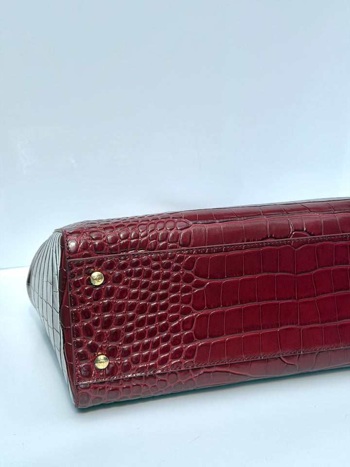 Chanel Small Shopping Bag Crocodile Embossed Calfskin Burgundy 2026