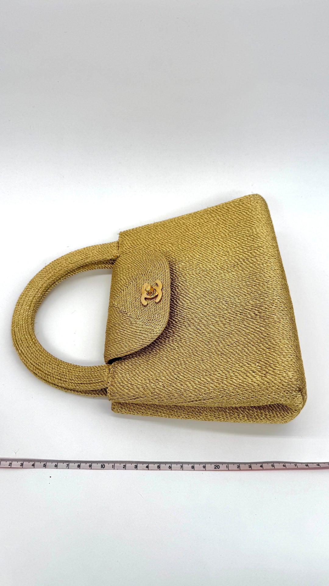 Chanel RARE 1998 Gold Silk Woven Small Kelly