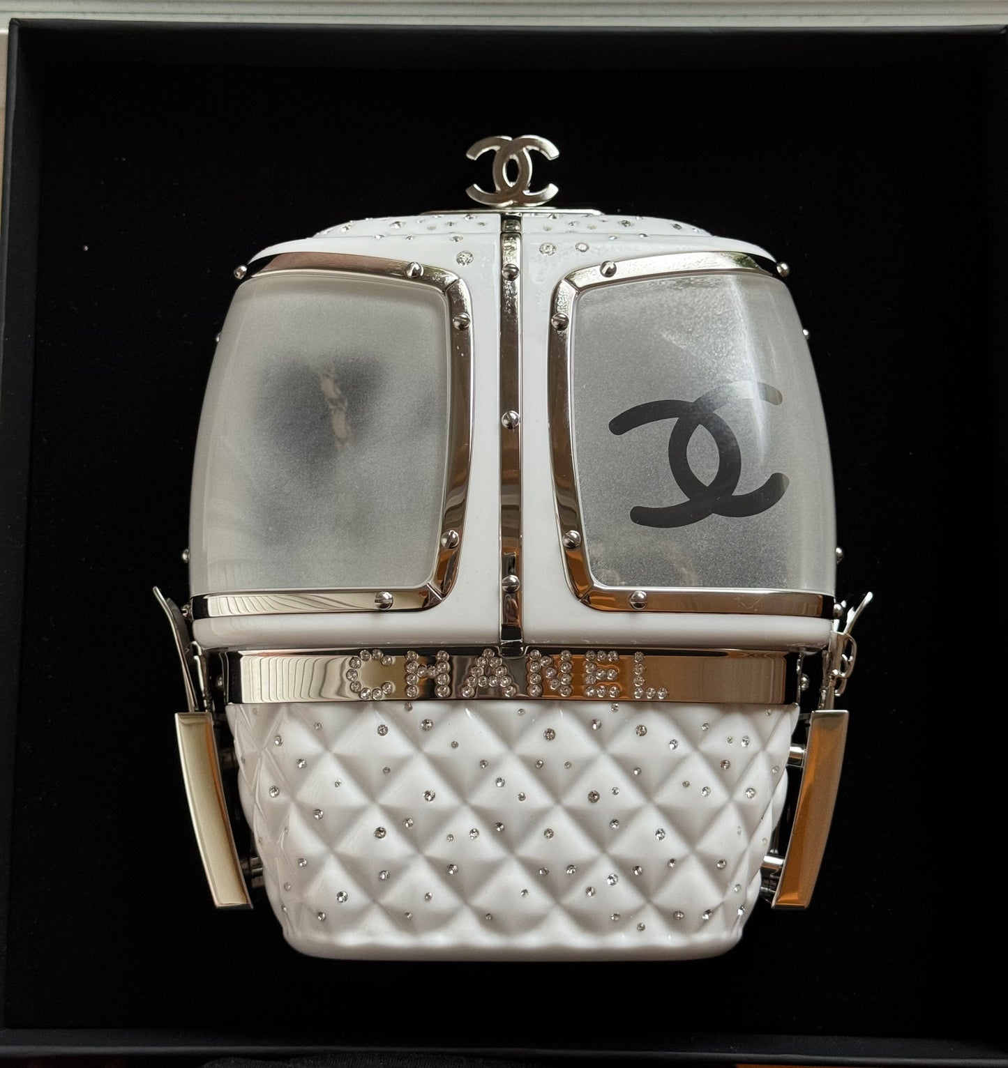 Chanel White Ski Gondola Swarovski Minaudiere