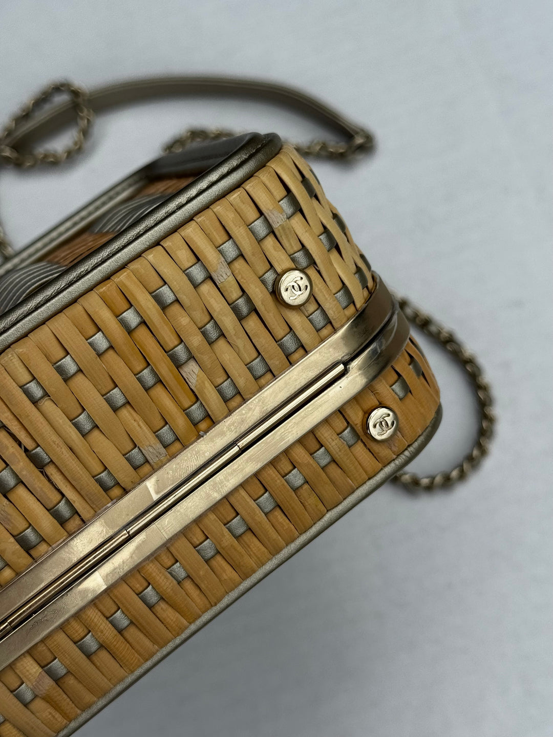 Chanel 2019 Small Gold Wicker Vanity