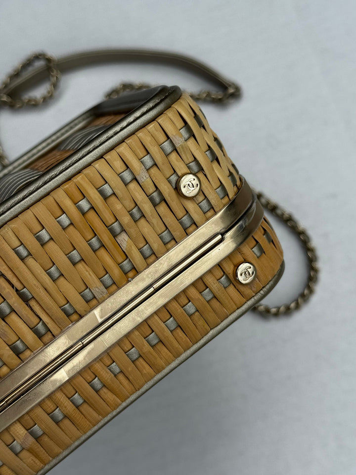 Chanel 2019 Small Gold Wicker Vanity