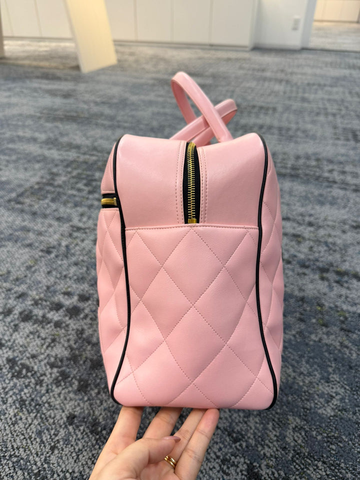 Chanel 1995 Pink CC Calfskin Duffle Bag