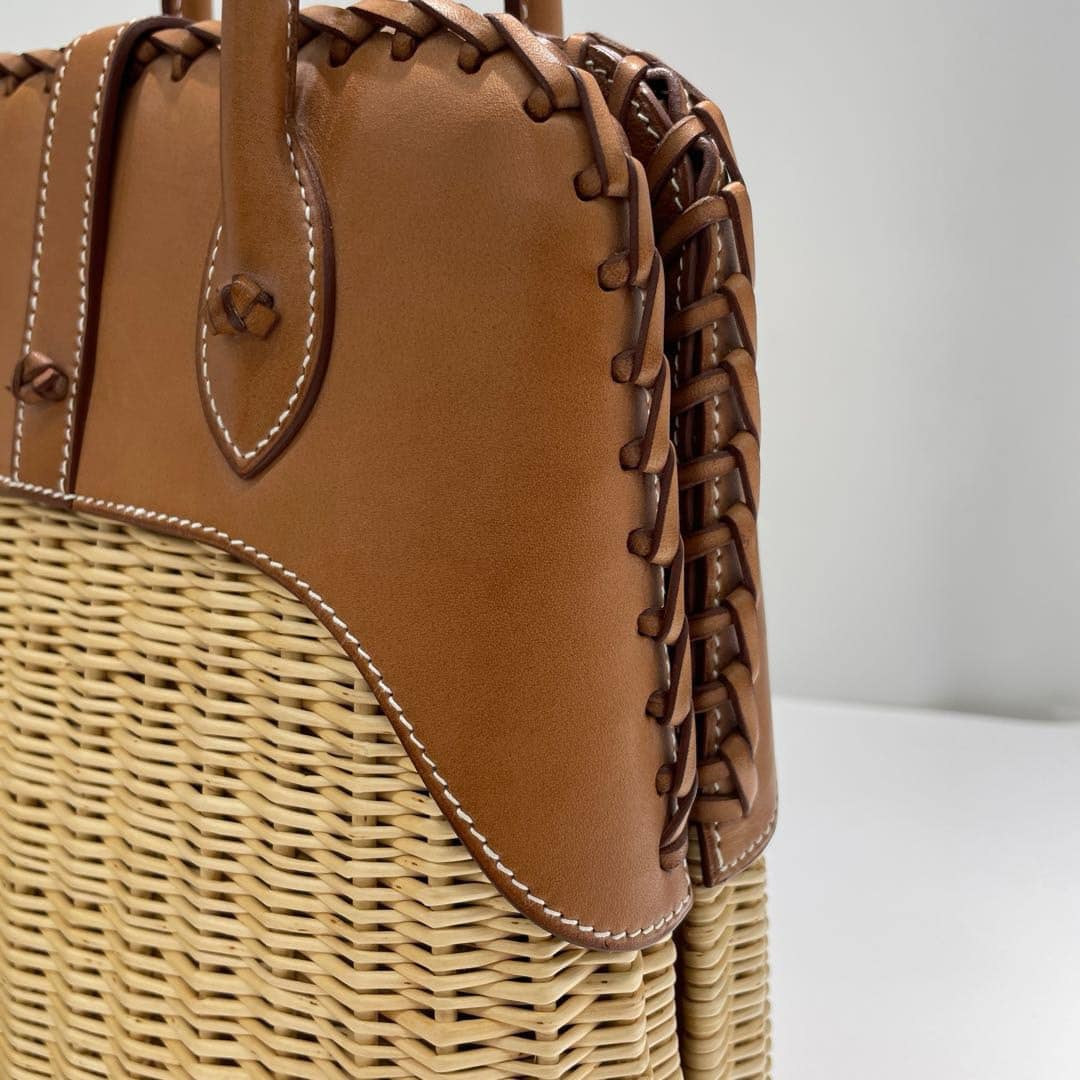 Hermes 2016 Picnic Bolide 25 Fauve Barenia & Osier Wicker Bag