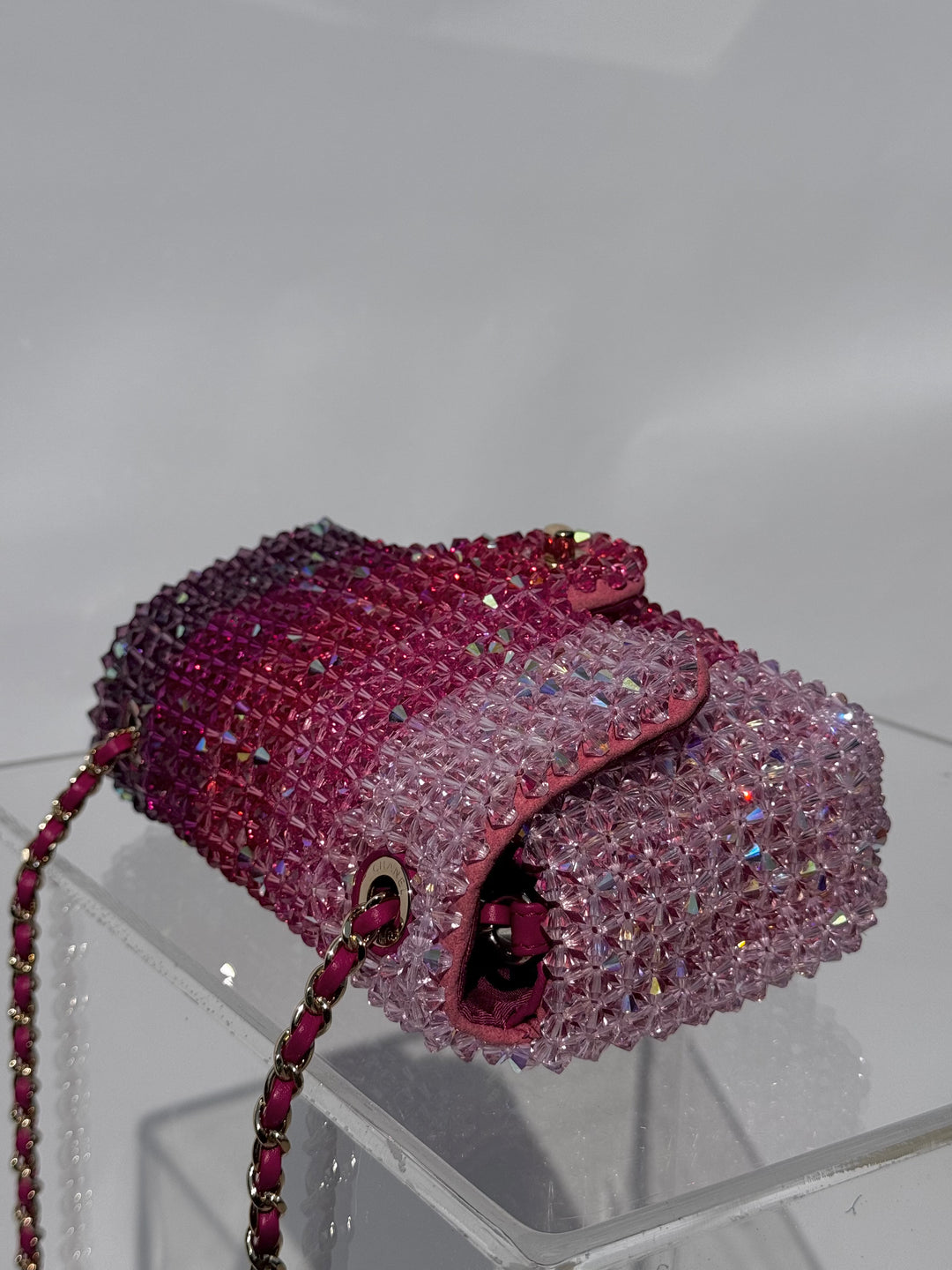 Chanel Pink Ombre Crystal Mini Flap